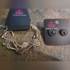 Paparazzi Gold and Blue Bracelet